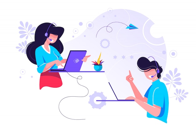 Call center, hotline illustration for web
