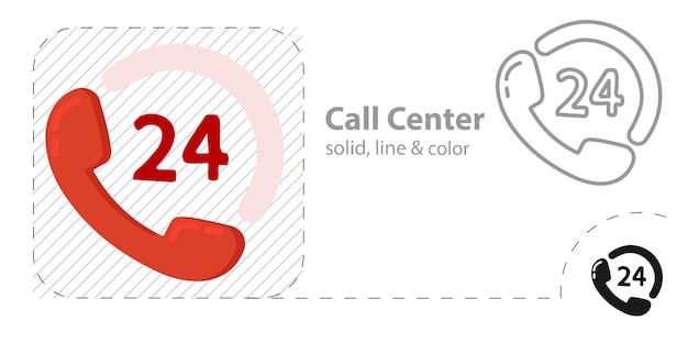 Call center isolated flat illustration 24 call center line icon