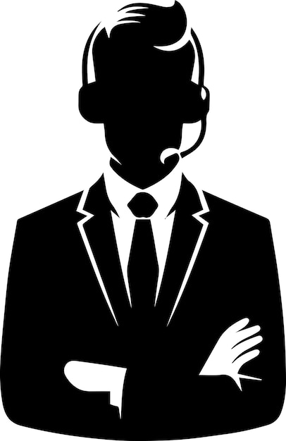 call center male vector silhouette illustration 4
