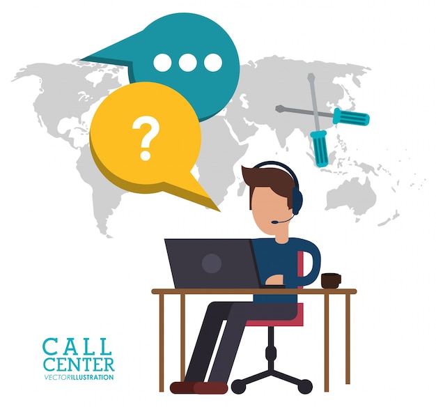 Call center man desk werk gesprek