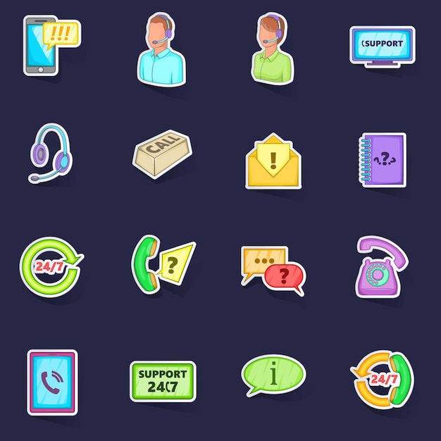 Call center pictogrammen instellen vector sticker