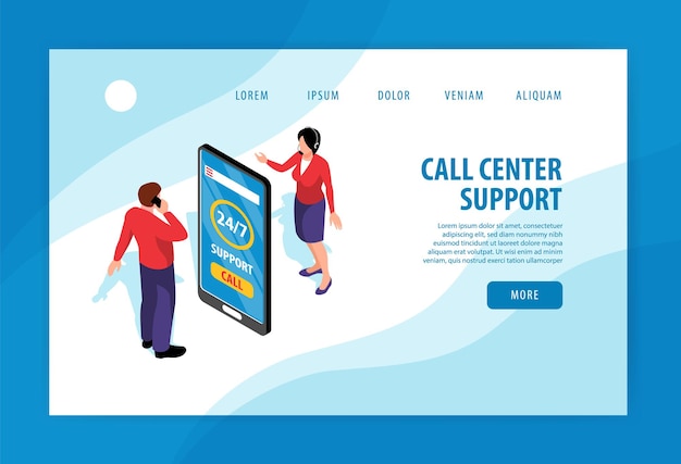 Call center support landing page template