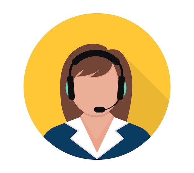 Call center Support service icon Female call center working in headphones