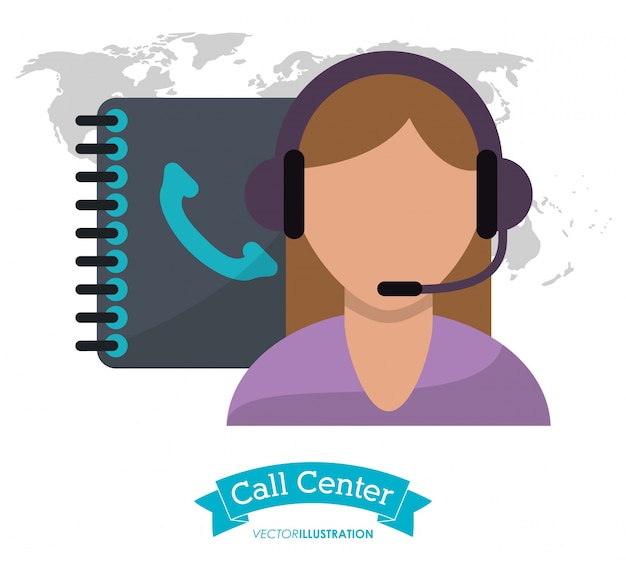 Vector call center woman phone support clients contact