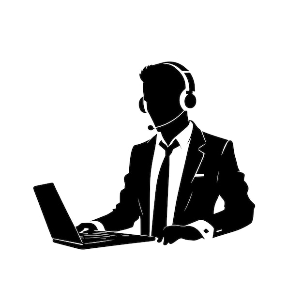 Call center and working with headset computer for online customer support service or help