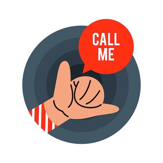 Vector call me hand gesture flat vector illustration