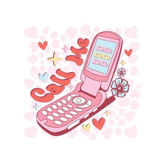 Vector call me retro valentine