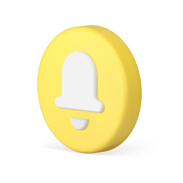 Call message sound signal incoming alert isometric yellow circle button 3d icon realistic vector