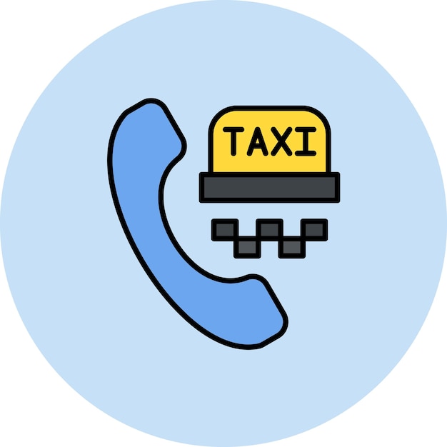 タクシーを呼ぶフラットイラスト