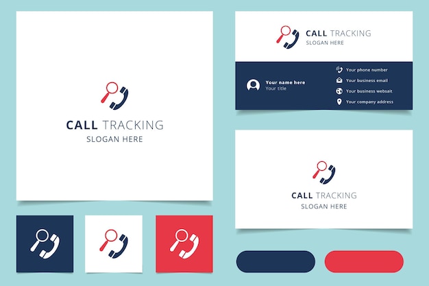 Call tracking logo design with editable slogan branding book