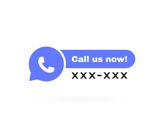 Call us badge with phone and place for phone number message bubble with phone headset pictogram vector illustration