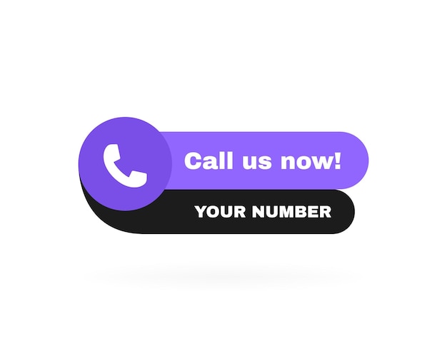 Call us badge with phone and place for phone number Message bubble with phone headset pictogram Vector illustration