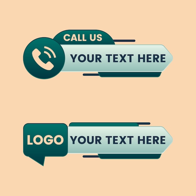call us button lower third banner text box vector