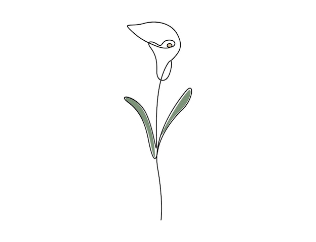Calla lily één continue lijn tekenen vector illustratie
