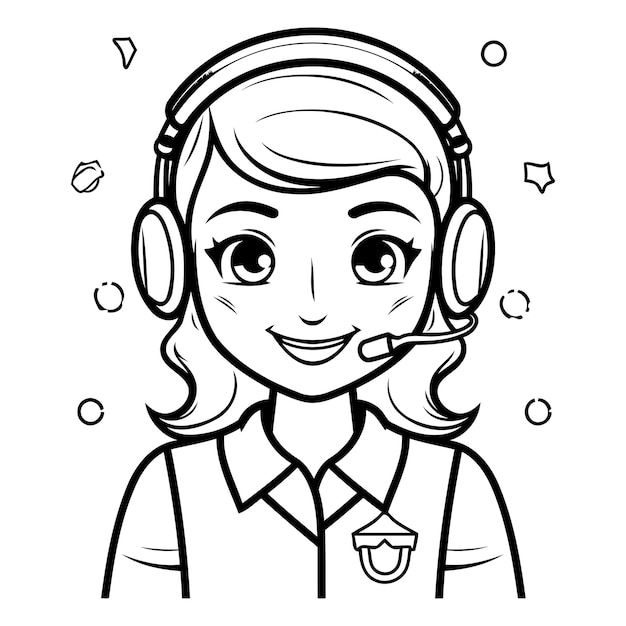 Callcenteroperator met headset en microfoon cartoon icoon vector illustratie grafisch ontwerp