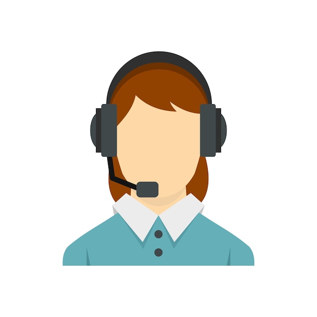 Callcenteroperator met telefoon headset icoon in platte stijl geïsoleerd op witte achtergrond vector illustratie
