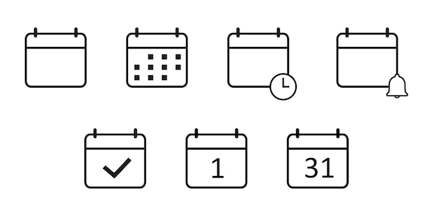 Вектор Значок вектора календаря значок уведомления календаря расписание бизнес-плана значок стиля линии