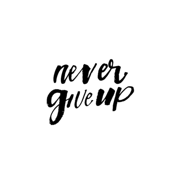 Calligrafie penseel pen zinnen vector moderne lettering scripts Never Give Up