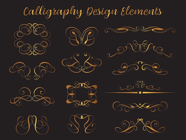 Vector calligrafische ontwerpelementen voor bruiloften en social media kits