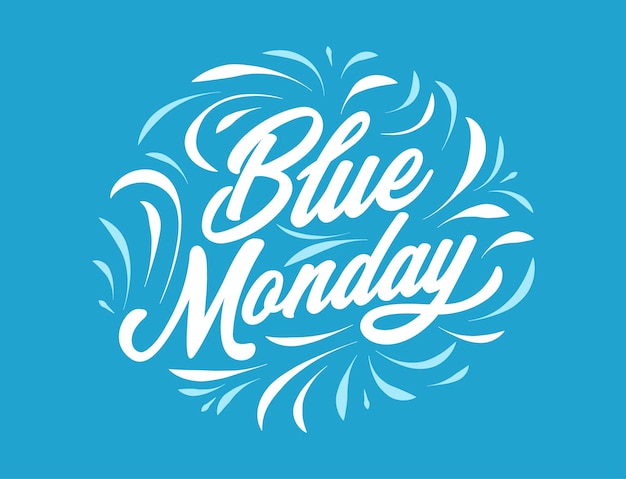 Calligrafische tekst voor de blauwe maandagbanner Letteringcompositie