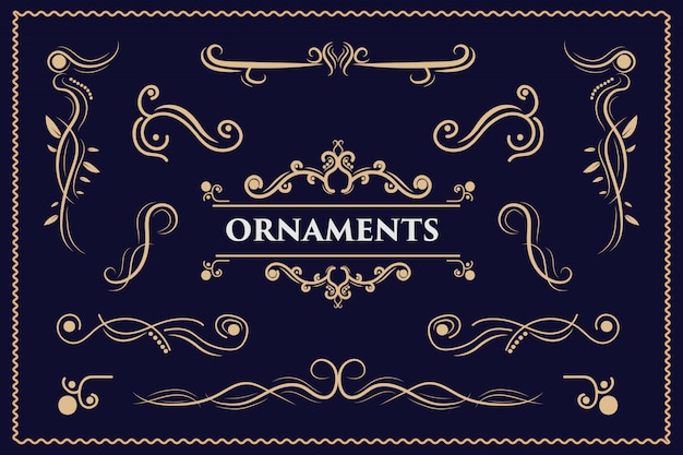 Elementi di design calligrafico ornamenti vintage turbinii e pergamene ornati decorazioni elementi di design