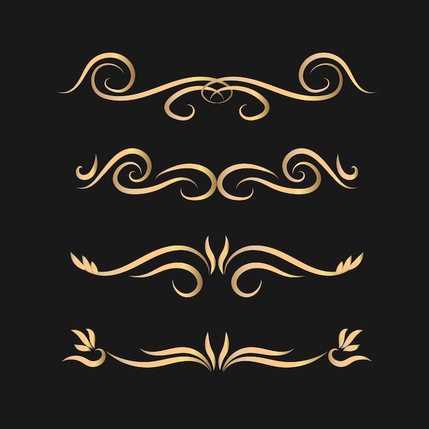 Vector calligraphic dividers set