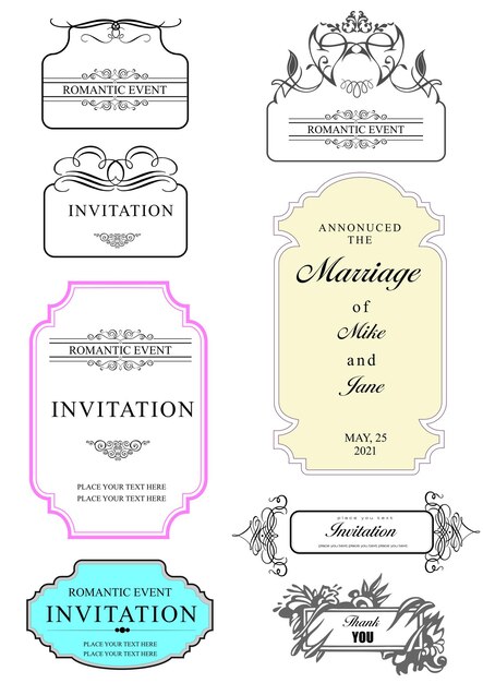 Calligraphic elements and frame vintage set Vector illustration