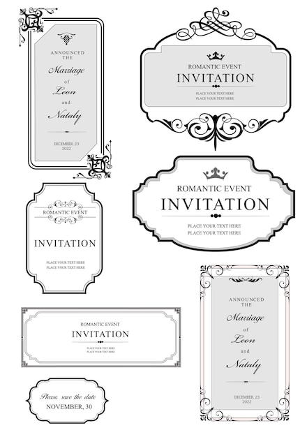 Vector calligraphic elements and frame vintage set