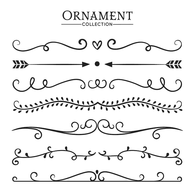 Vector calligraphic flourish ornaments vintage hand drawn border vector set for greeting vintage element