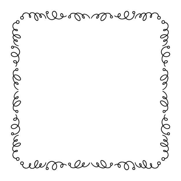 Calligraphic Hand Drawn Doodle Floral Frame. Artistic Calligraphy Design Element.