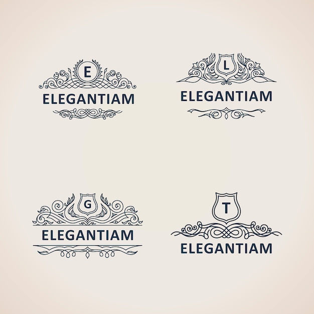 Calligraphic luxury vintage logos set