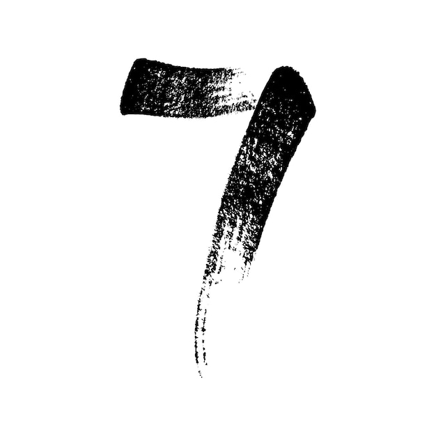 Calligraphic paint number  seven ink brush lettering