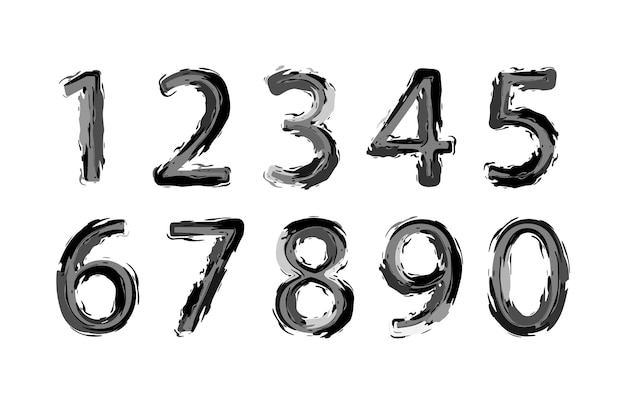 Calligraphic paint numbers brush lettering