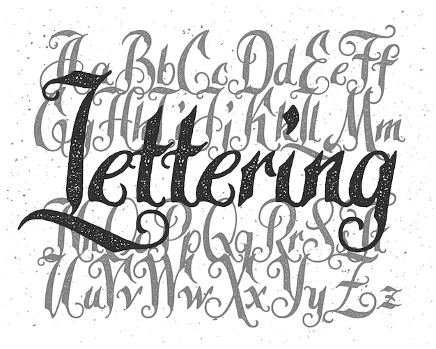 Vector calligraphic script font set