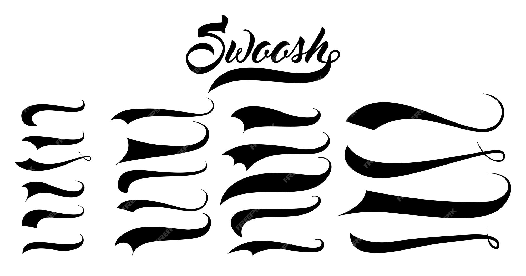 Swoosh and swash typography tails shape underline Vector Image