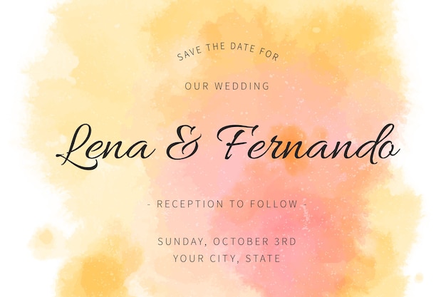 Vector calligraphic wedding invitation with gradient orange tones