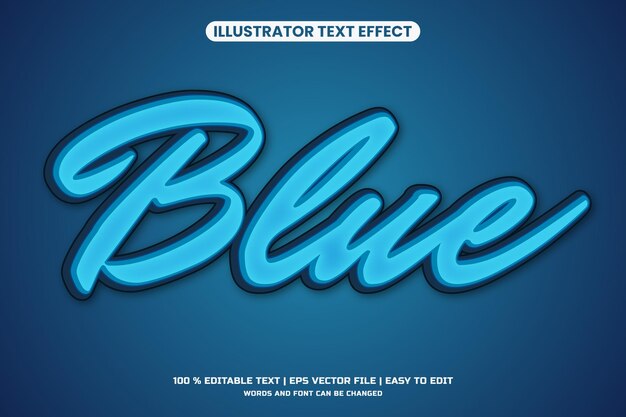 Effetto testo vettoriale modificabile blu calligrafia