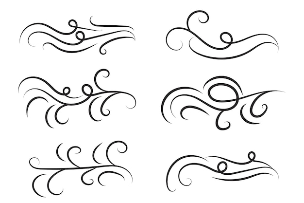 Calligraphy Doodle wind Decorative Elements curly thin Swirls Floral style swings Filigree scroll