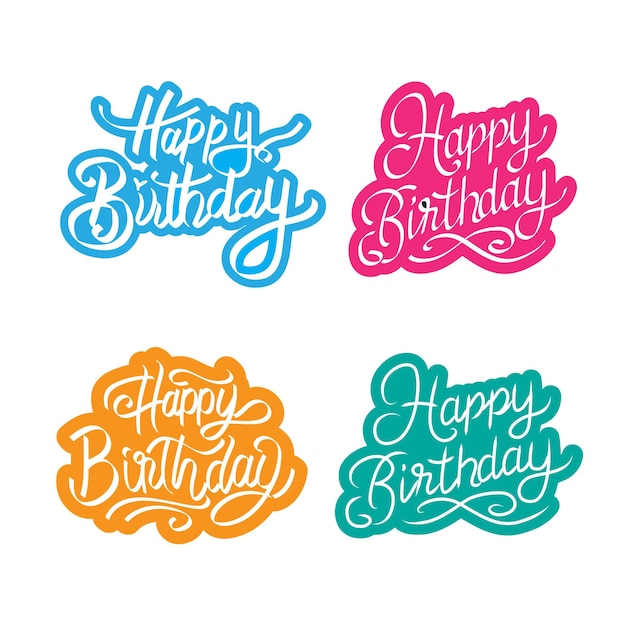 Vettore calligrafia scritta a mano a pennello lettere di happy birthday