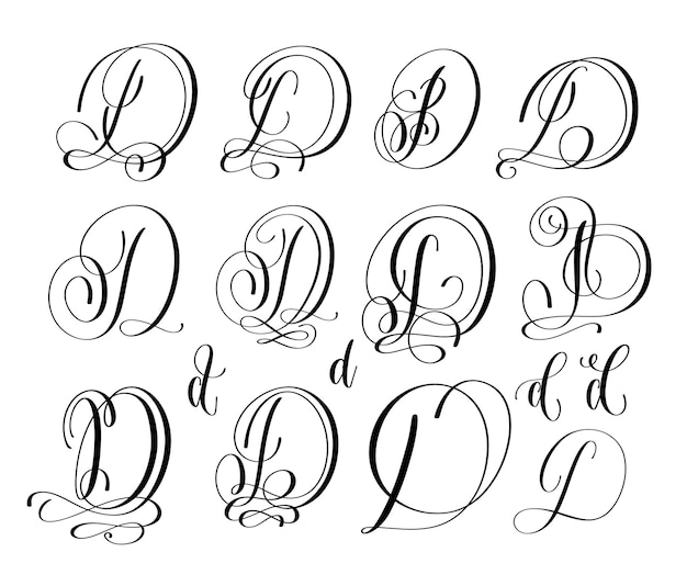 Vettore calligrafia lettering script font c set firma scritta a mano