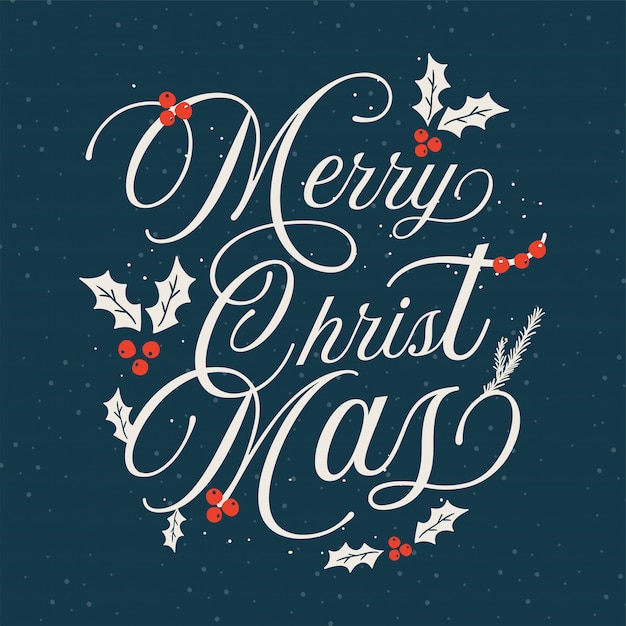 Vector the calligraphy merry christmas decorative design