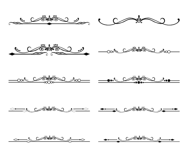 カリグラフィー・オーナメント・ライン カリグラビック・テキスト・ディバイダー ボーダー・セパレーター デコレーションデザイン アンティーク・ヴィンテージ