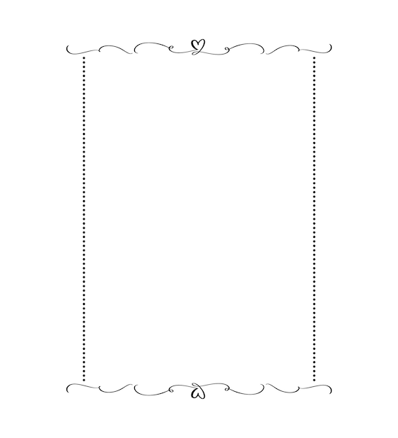 Vector calligraphy rectangular vector ornamental frame with heart valentine day decorative ornament