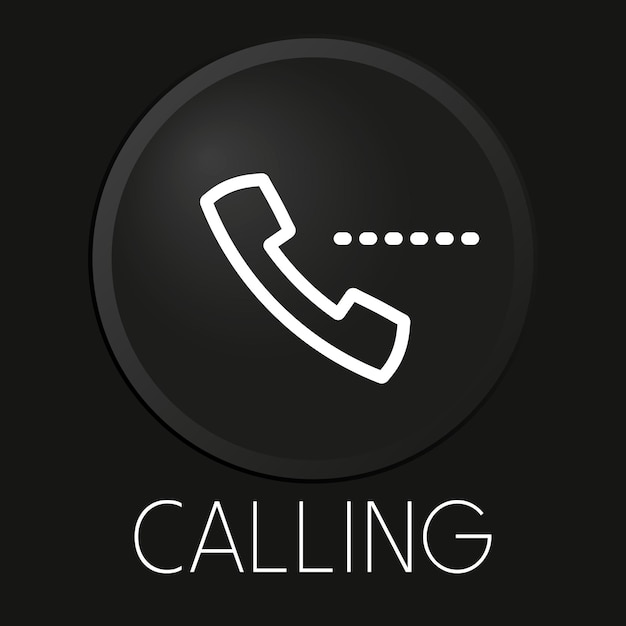 Calling minimal vector line icon on 3D button isolated on black background Premium VectorxA