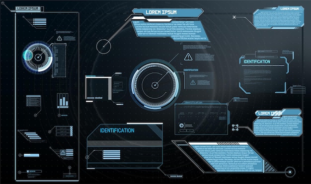 Callout labels with titles in HUD style. Interface elements, UI, GUI. Info boxes hud templates. Futuristic set.