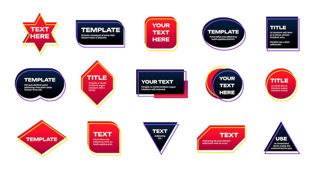 コールアウト テンプレート テキスト ボックスと図形のボード レイアウト メッセージと情報を含むインフォ グラフィック バナー デザイン ベクトルを設定 プレゼンテーション デジタル コンテンツの黒と赤のフレーム
