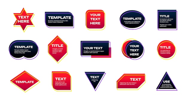 Callouts templates Board layout with textbox and shapes infographic banner design with message and information Vector set Black and red frames for presentation digital content