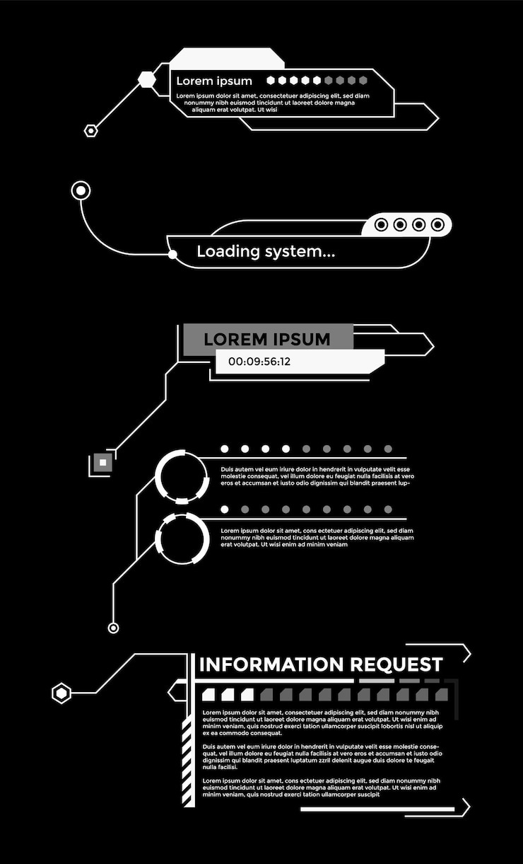 Vector callouts titles banner futuristic digital line text frame boxes and label emplate set popup or description boxes speech bubbles interface design elements of simple communication