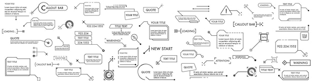 Vector callouts titles in hud style.box bars and modern digital info boxes templates.