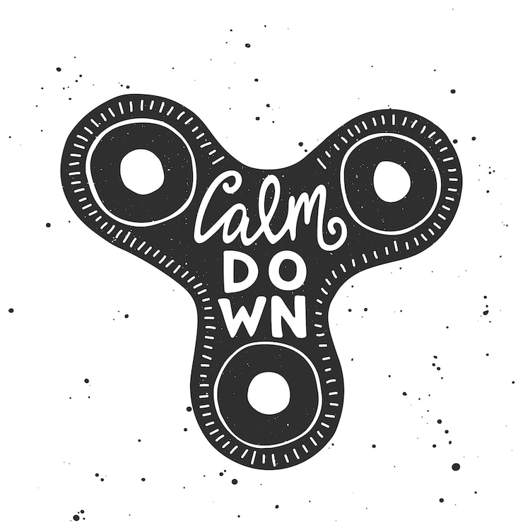 Vector calm down in fidget spinner. handwritten lettering